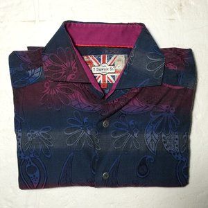 7 Downie St. Mens Button Front Shirt Sz 4 Medium Large Pink Red Blue Long Sleeve